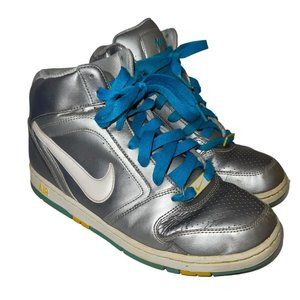 Nike Womens Air Prestige ll High 334480-015 Metallic Silver Blue Shoes Sz 9 FLAW